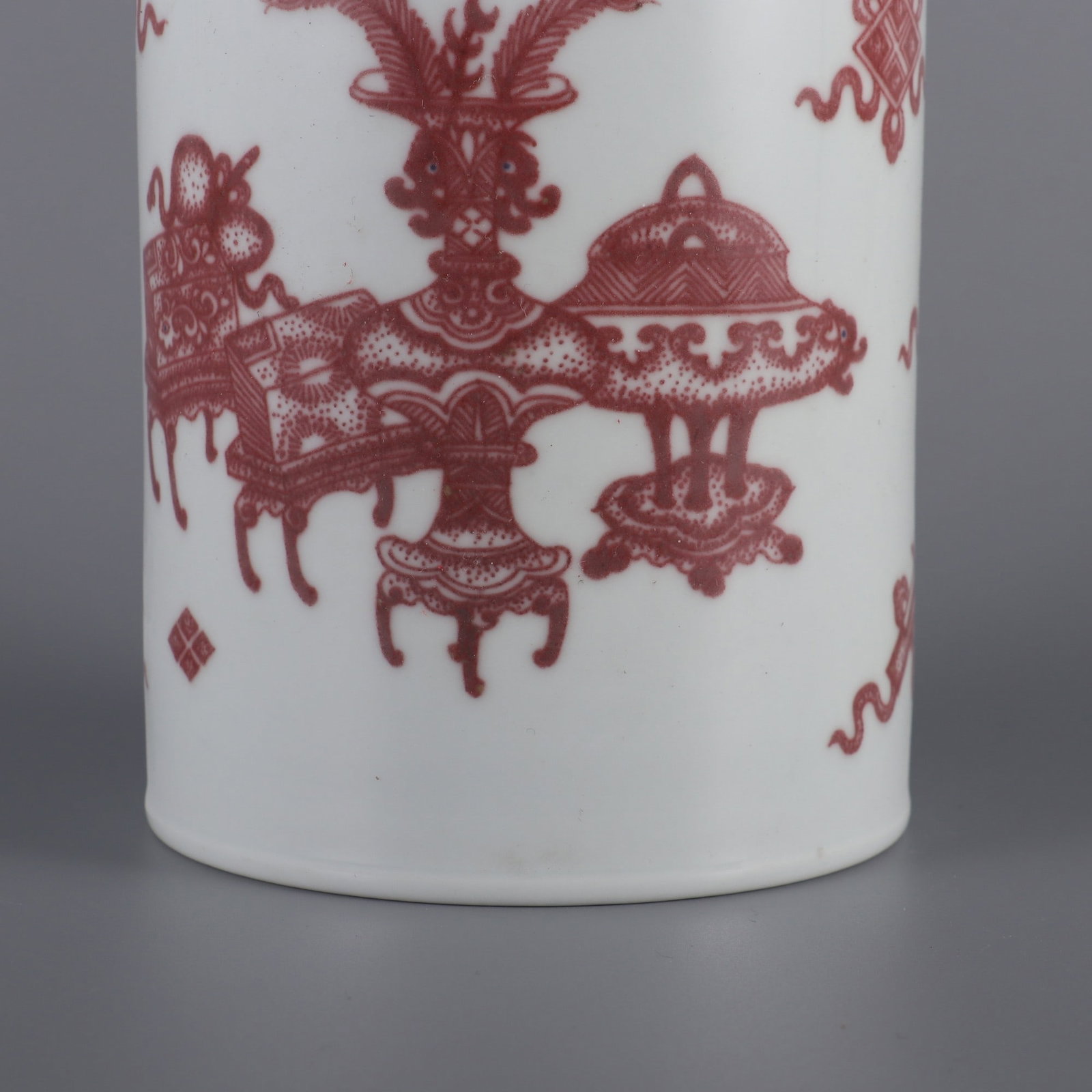 A Exquisite Underglaze-Red Antique Pattern Brush Pot - 5