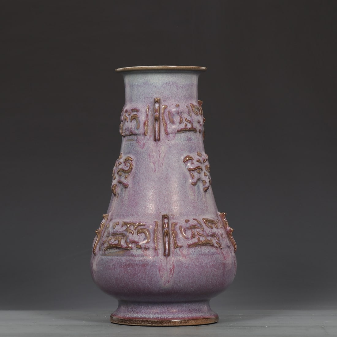 A Exquisite Jun Yao Purple Glazed String Pattern Vase - 4