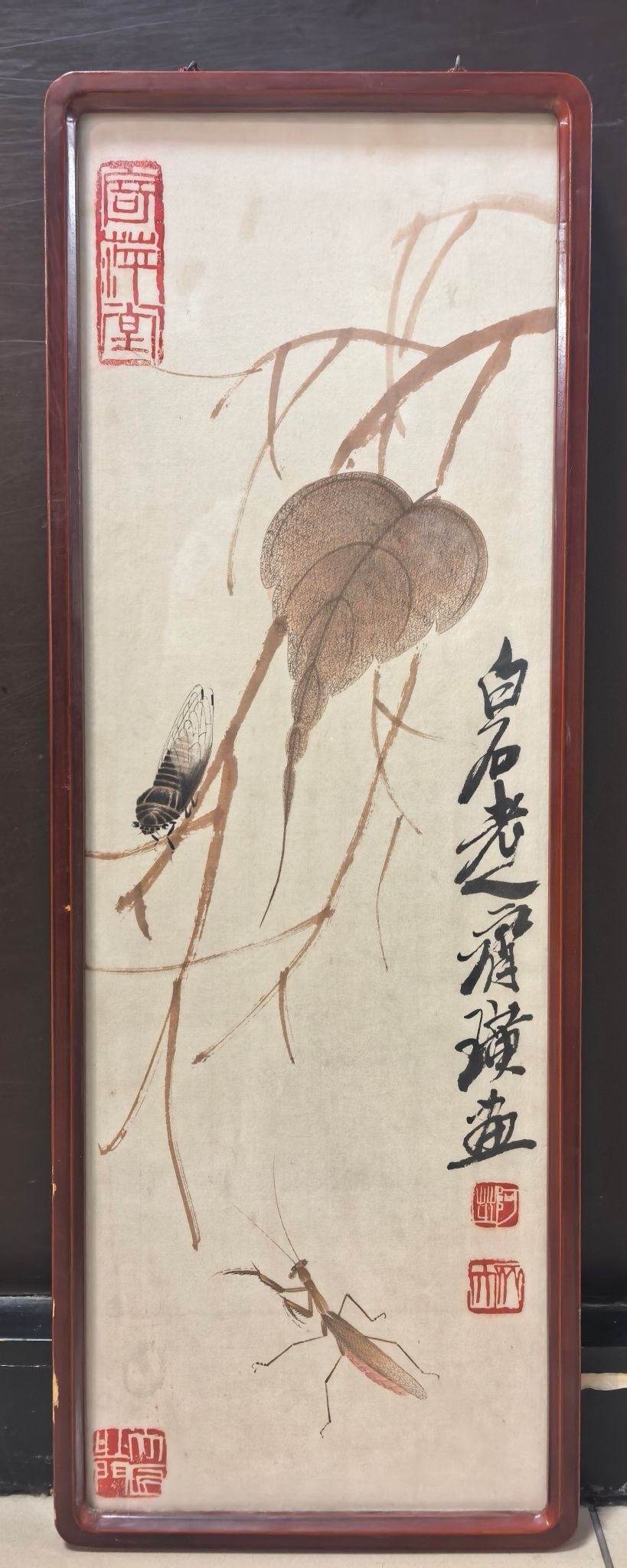 A Chinese Ink Painting of Grass Insects and Aquatic Plants on Paper: A Chinese Ink Painting of Grass Insects and Aquatic Plants on Paper 一幅中国水墨纸本虫藻画,近现代,齐白&#