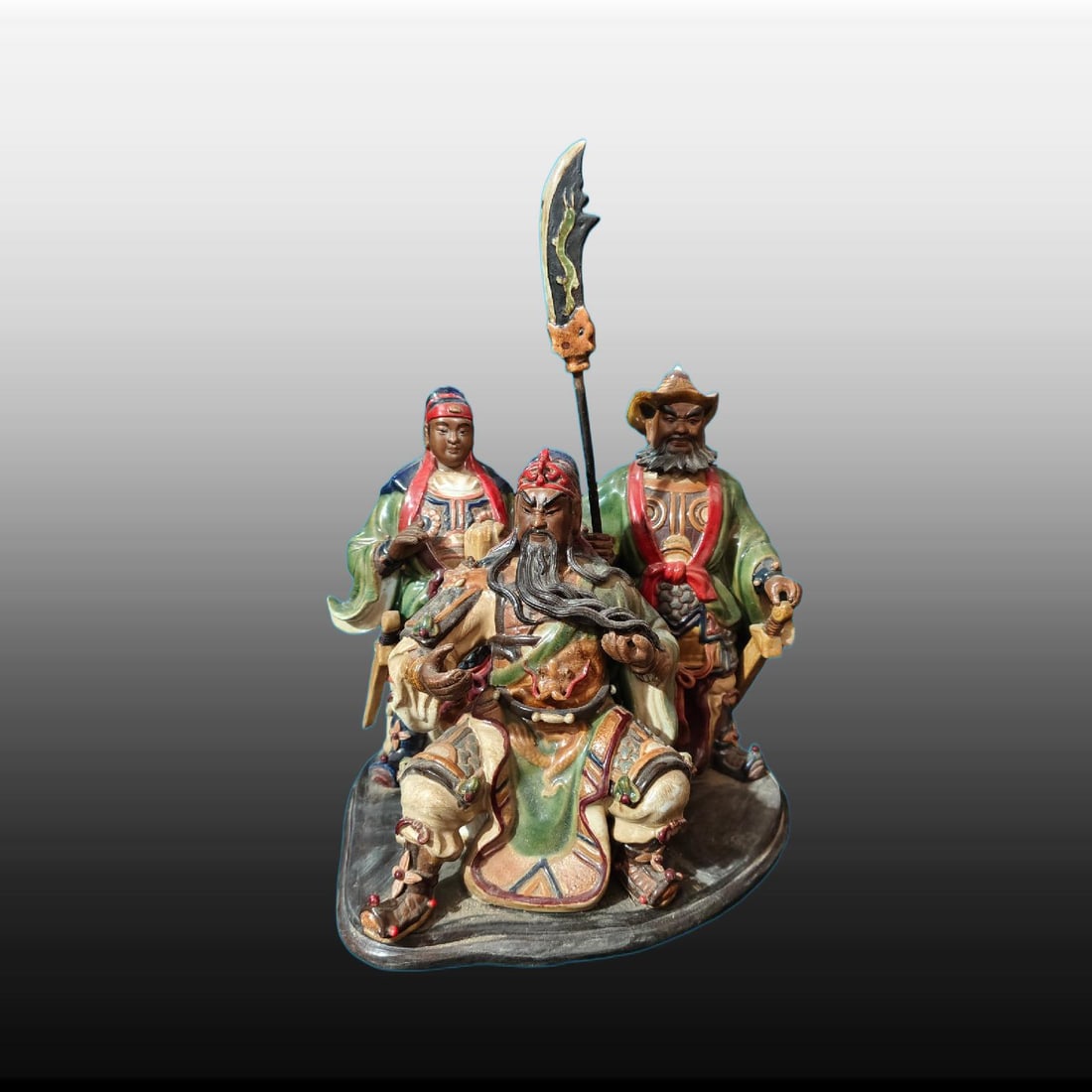 A Exquisite Shiwan Porcelain Figures Ornament: A Exquisite Shiwan Porcelain Figures Ornament,Qing Dynasty, China,With Mark,Size:13.8inx10.6inx11.4in 石湾瓷人物摆件,中国清代,带