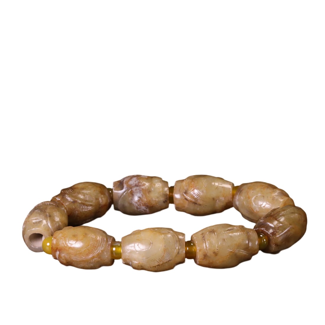 A Exquisite Gaogu Jade Bracelets: A Exquisite Gaogu Jade Bracelets,Ancient Time, China,Size:0.9inx0.6in,Weight:71g 高古玉手链,远古时期