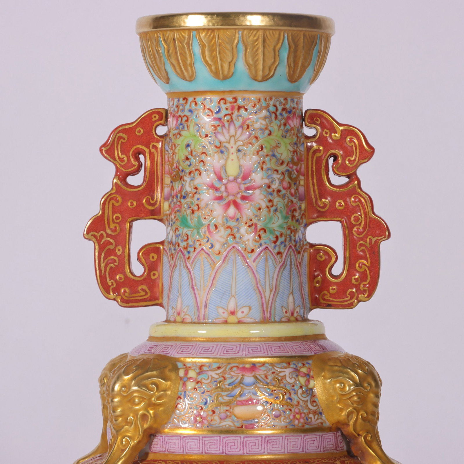 A Exquisite Enamel Cloisonne Rabbit Pattern Double-Ears Vase - 2
