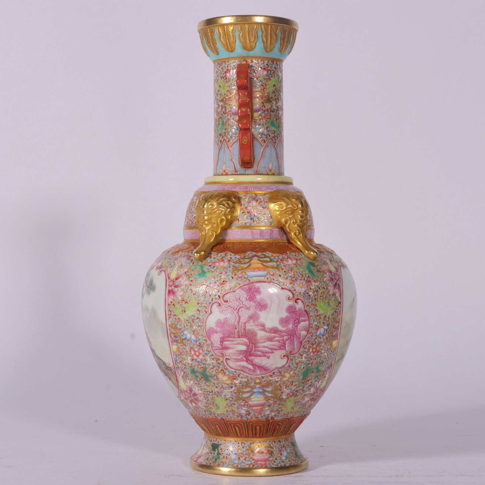 A Exquisite Enamel Cloisonne Rabbit Pattern Double-Ears Vase - 6