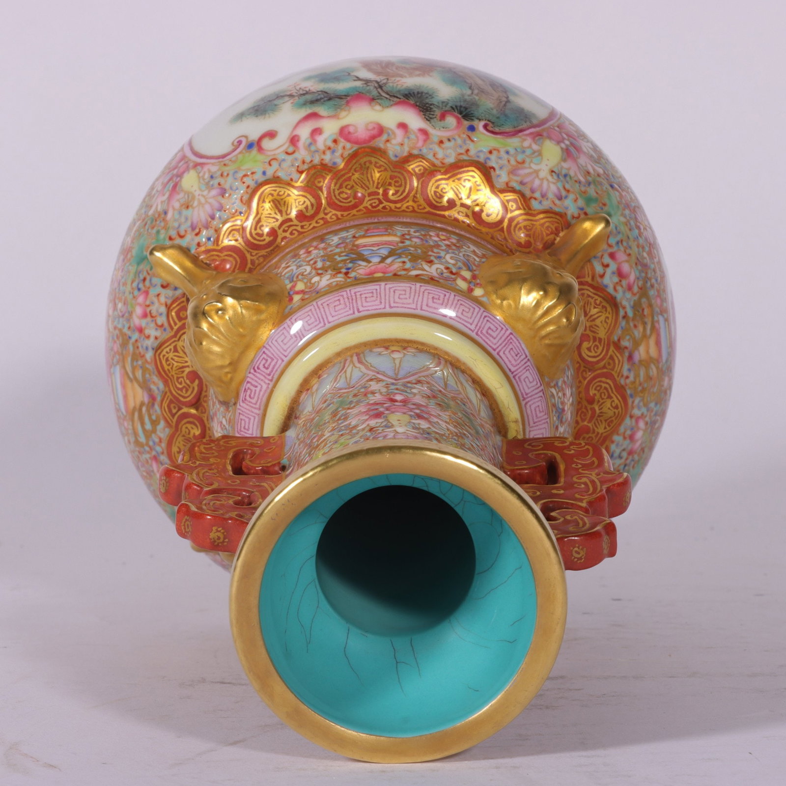 A Exquisite Enamel Cloisonne Rabbit Pattern Double-Ears Vase - 7