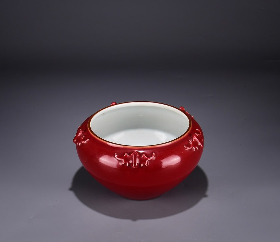 A Exquisite Lang Red Glazed Bat-Ears Brush Washer - 4