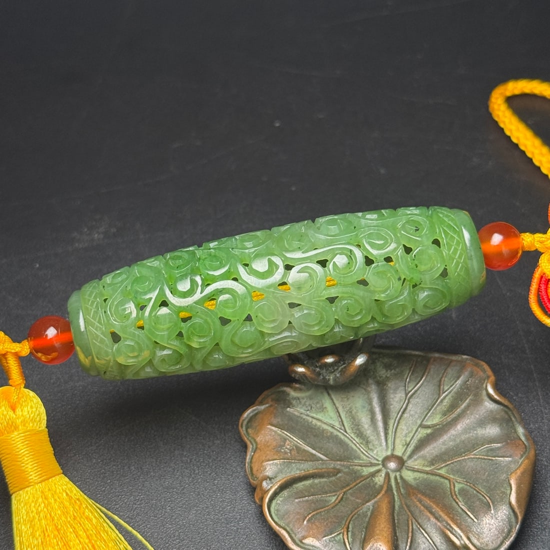 A Exquisite Hotan Jasper Interlocking Branch Pattern Pendant - 7