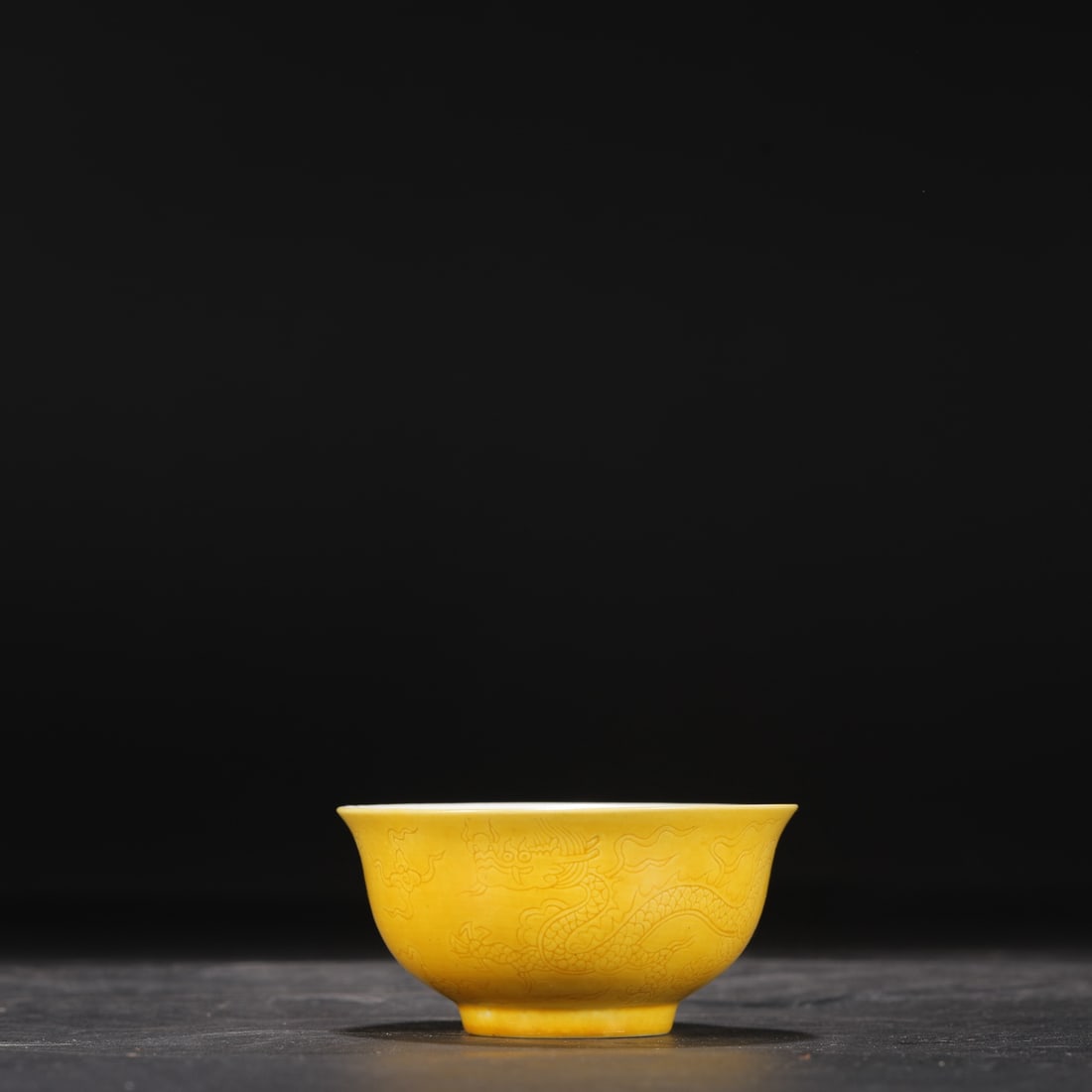 A Exquisite Yellow Glazed Dragon Pattern Bowl - 2
