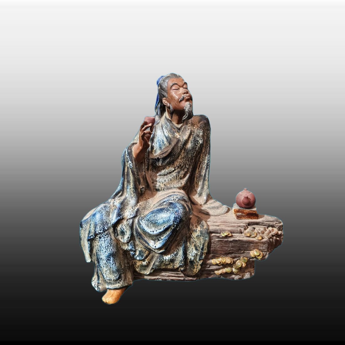 A Exquisite Shiwan Porcelain Figures Ornament: A Exquisite Shiwan Porcelain Figures Ornament,Qing Dynasty, China,With Mark,Size:13.8inx6.7inx13.8in 石湾瓷人物摆件,中国清代,带&