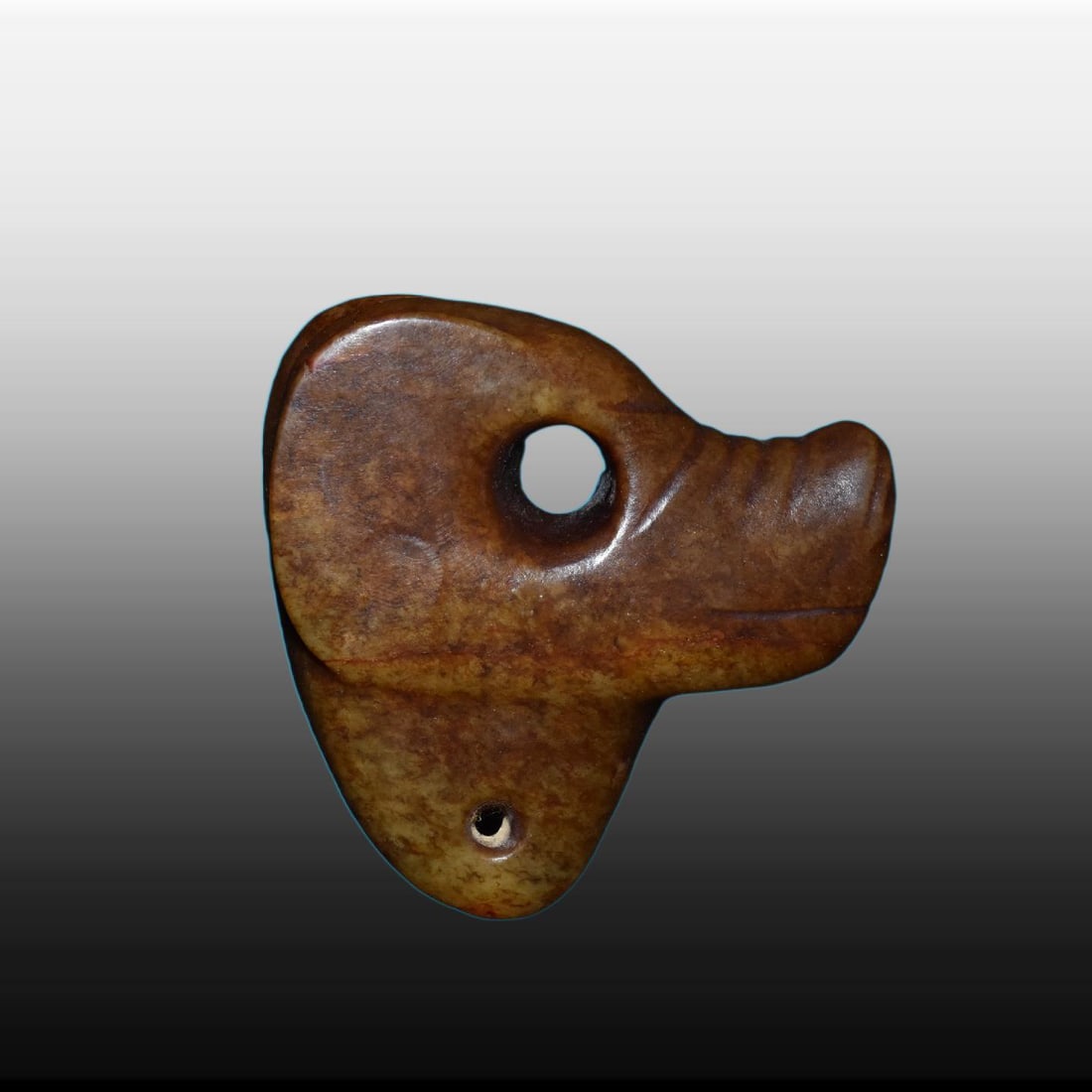 A Exquisite River Polished Jade Ornament: A Exquisite River Polished Jade Ornament,Ancient Time, China,Size:3.7inx3.9in,Weight:340g 河磨玉摆件,远古时期