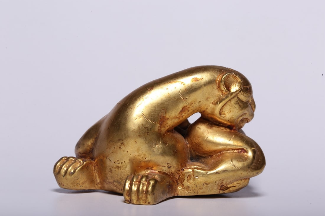 A Exquisite Gilt Bronze Leopard Ornament - 2