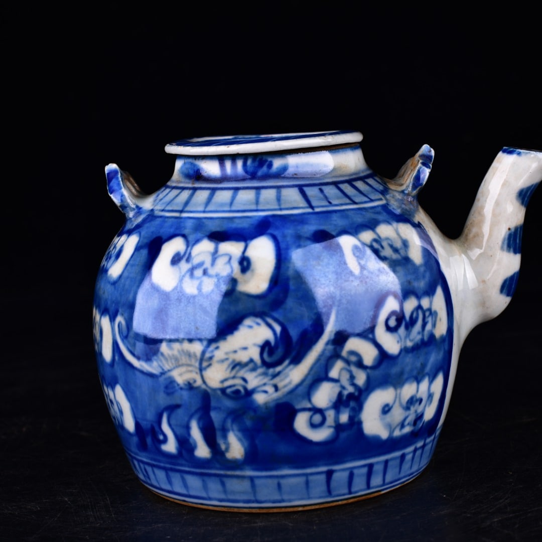 A Exquisite Blue and White Bat Pattern Ewer - 9
