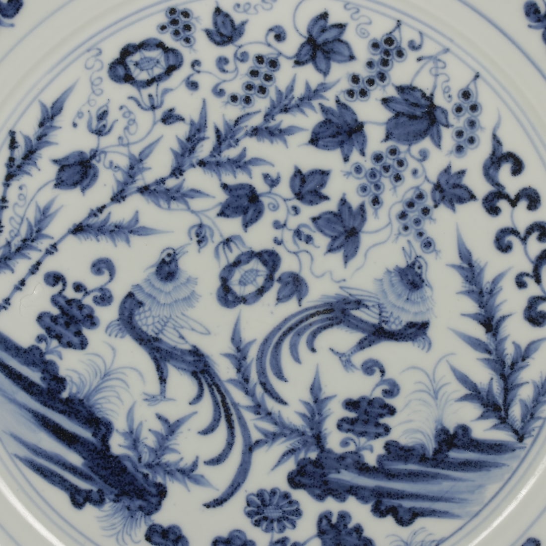 A Exquisite Blue and White Flower Bird Pattern Plate - 3