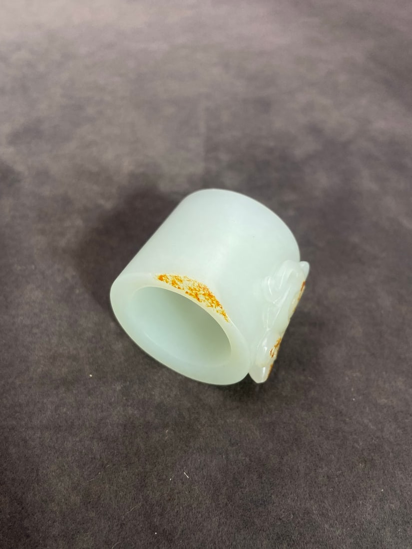 A Exquisite Hotan Jade Monkey Pattern Thumb Ring - 5