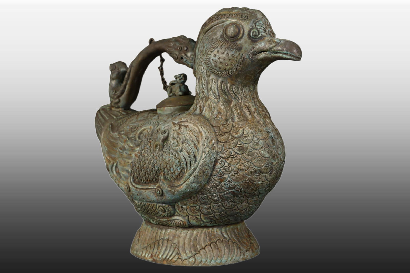 A Exquisite Black Silver Bird Ewer - 2