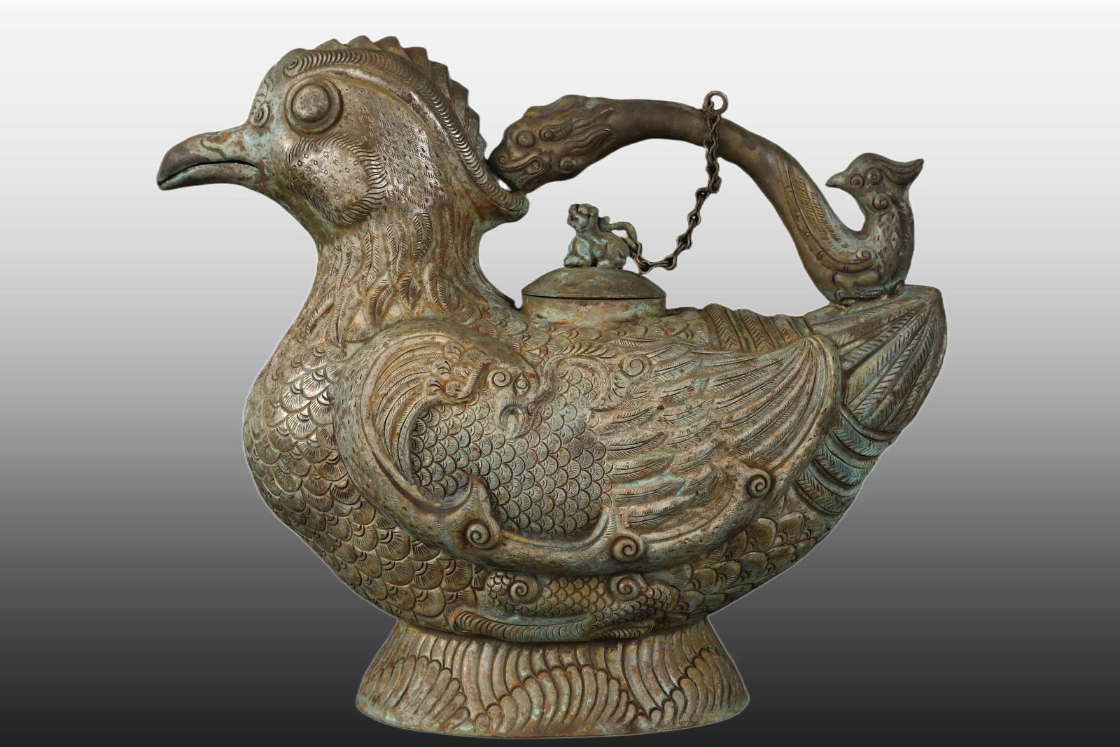 A Exquisite Black Silver Bird Ewer - 3