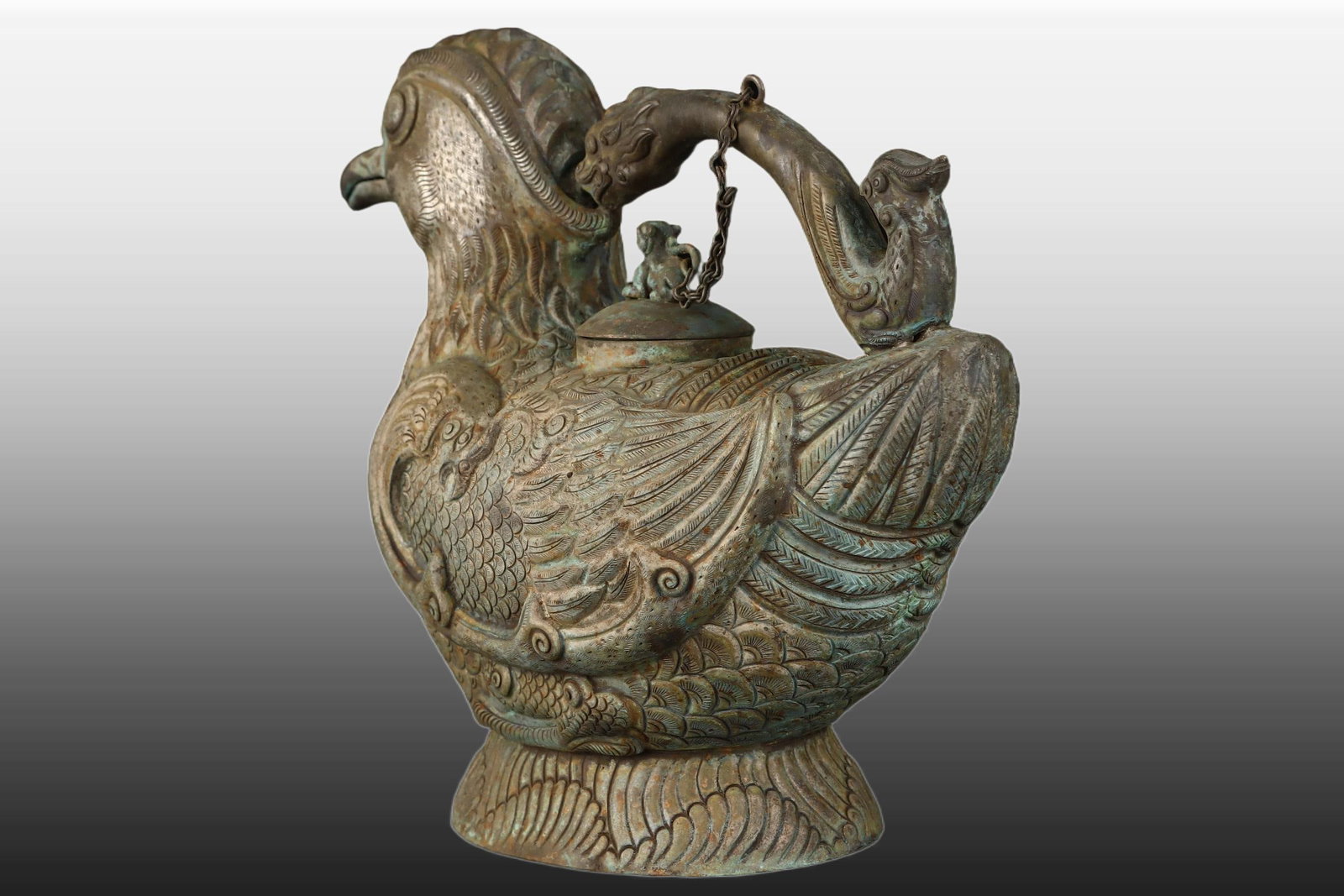 A Exquisite Black Silver Bird Ewer - 4