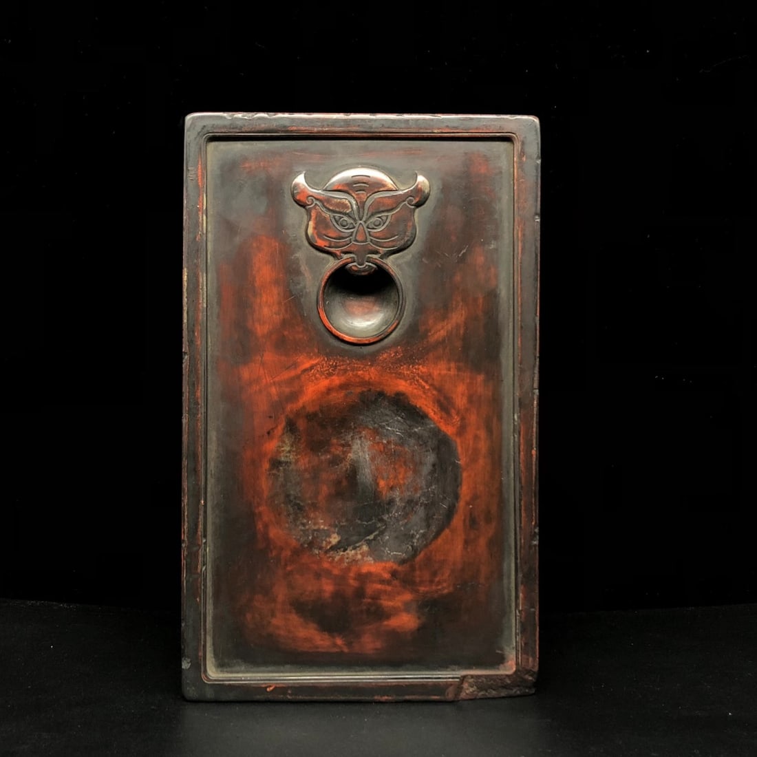 A Exquisite Chen Zhuan Mark Animal Head Pattern Inkstone: A Exquisite Chen Zhuan Mark Animal Head Pattern Inkstone,Qing Dynasty, China,With Mark,Size:9.1inx5.5inx0.9in 陈撰款兽头纹端砚,中国清&