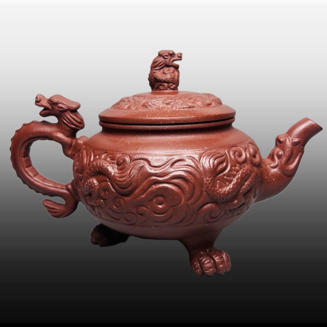 A Exquisite Purple Sands Dragon Pattern Dragon-Ears Teapot - 2