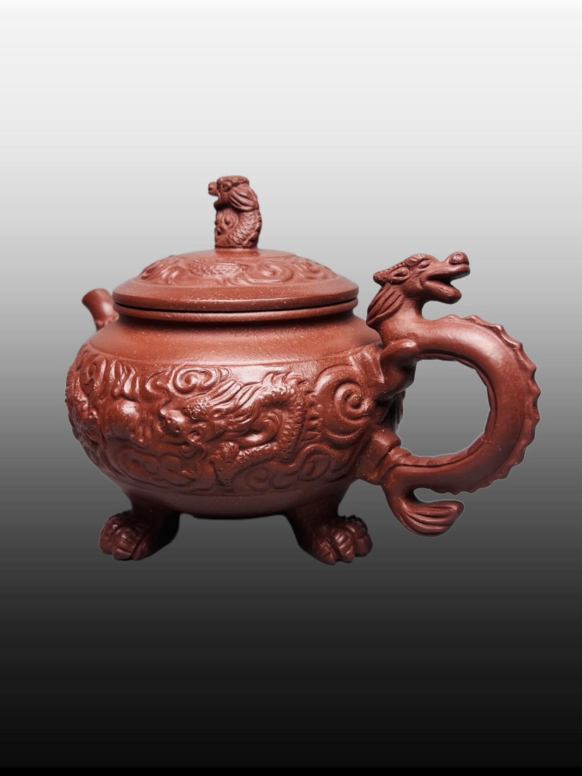A Exquisite Purple Sands Dragon Pattern Dragon-Ears Teapot - 4