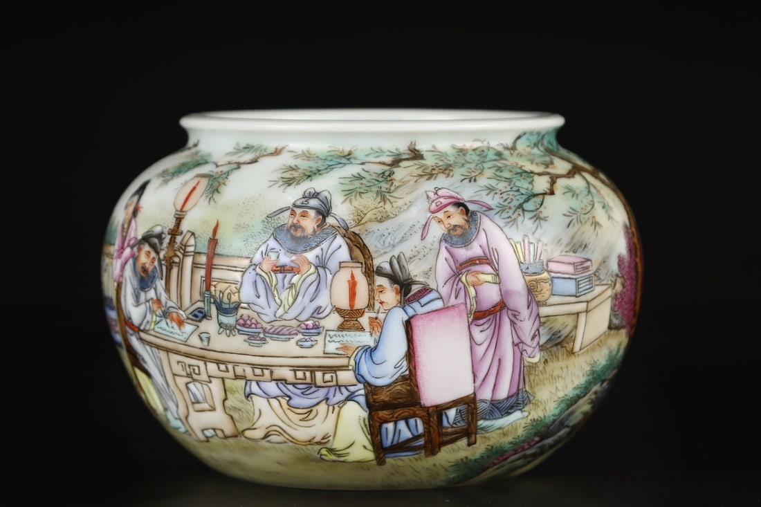 A Exquisite Enamel Character and Story Pattern Water Washer (1 of 9)