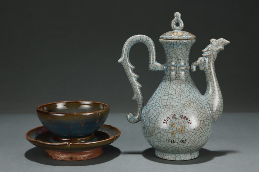 A Exquisite Jun Yao Painted Gold Dragon Pattern Teapot - 4
