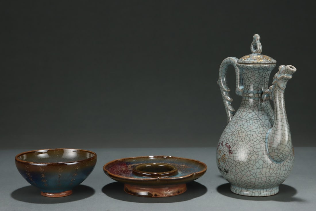 A Exquisite Jun Yao Painted Gold Dragon Pattern Teapot - 5