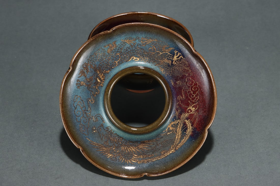 A Exquisite Jun Yao Painted Gold Dragon Pattern Teapot - 9