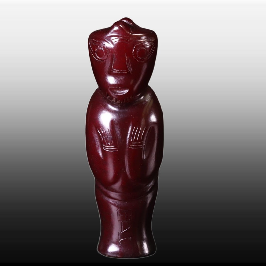 A Exquisite Gaogu Jade Figures Handheld Carving: A Exquisite Gaogu Jade Figures Handheld Carving,Ancient Time, China,Size:1inx0.8inx3.2in,Weight:64g 高古玉人手把件,远古时期