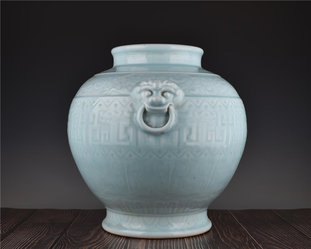 A Exquisite Sky Blue Glazed Dragon Pattern Jar - 6