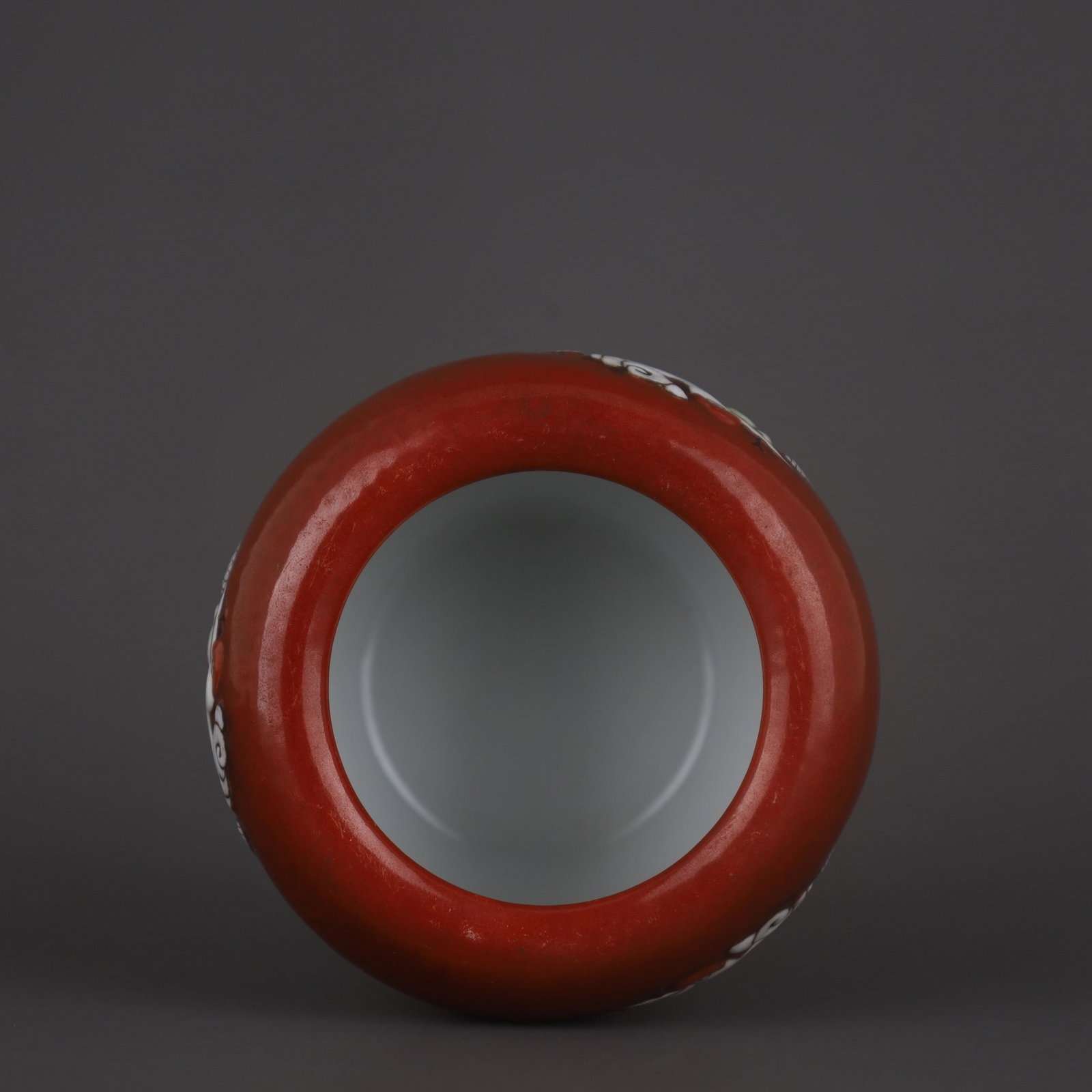 A Exquisite Iron-Red Crane Pattern Apple-shaped Brush Washer - 3