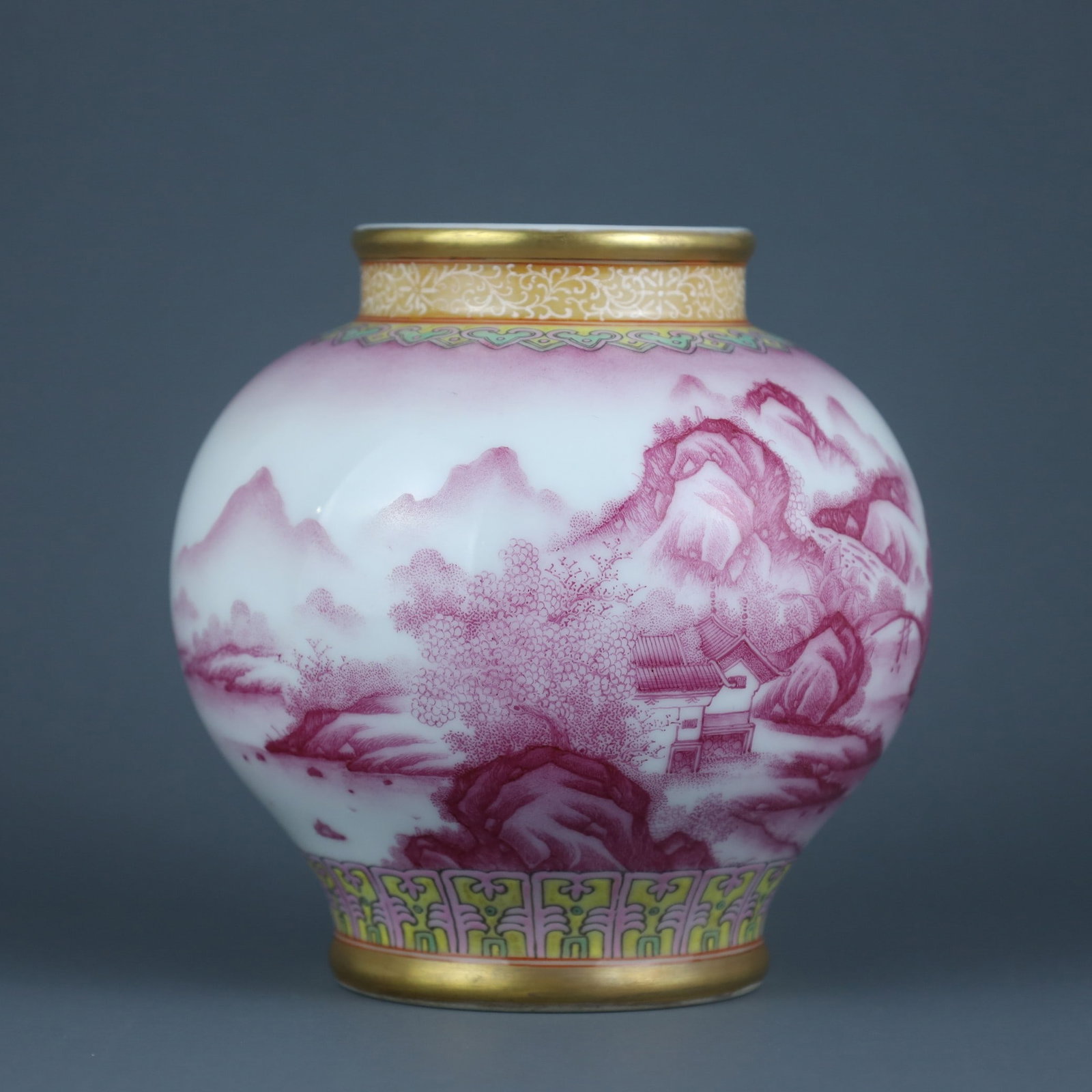 A Exquisite Agate Red Landscape Pattern Jar - 6