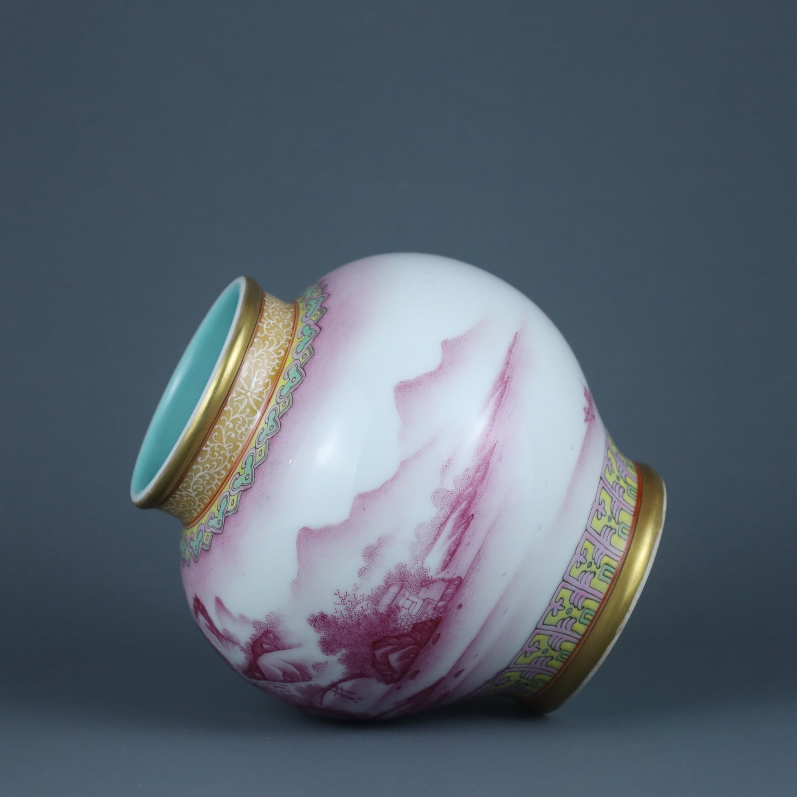 A Exquisite Agate Red Landscape Pattern Jar - 7