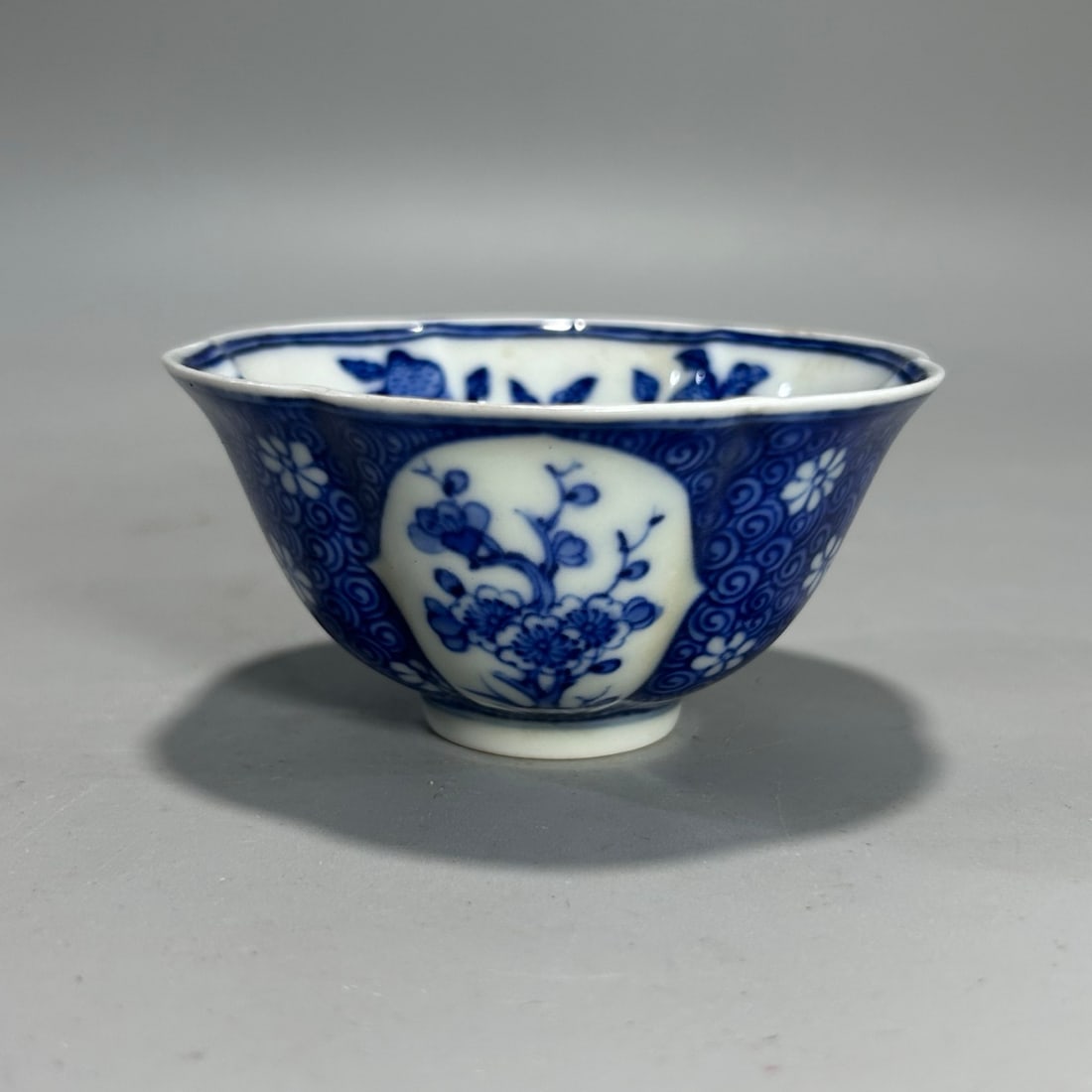 A Exquisite Blue and White Pine and Bamboo Pattern Cup: A Exquisite Blue and White Pine and Bamboo Pattern Cup,Qing Dynasty, China,Yongzheng Six-character Mark,Size:3.5inx1.9in