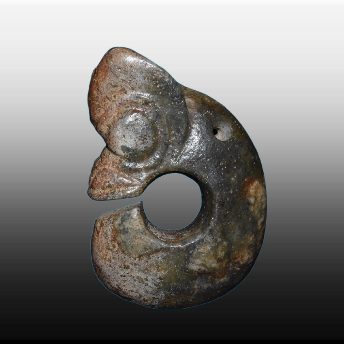 A Exquisite River Polished Jade Pig Dragon: A Exquisite River Polished Jade Pig Dragon,Ancient Time, China,Size:3.5inx4.9in,Weight:500g 河磨玉猪龙,远古时期