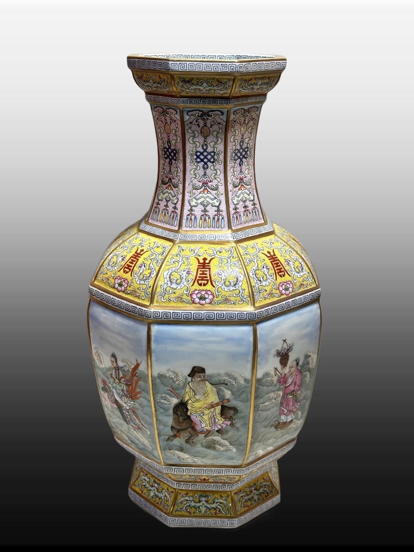 A Exquisite Famille-Rose Character and Story Pattern Vase: A Exquisite Famille-Rose Character and Story Pattern Vase,Qing Dynasty, China,Qianlong Six-character Mark,Size:18.1inx5.6inx9.4inx6.4in 粉彩人物故事纹瓶