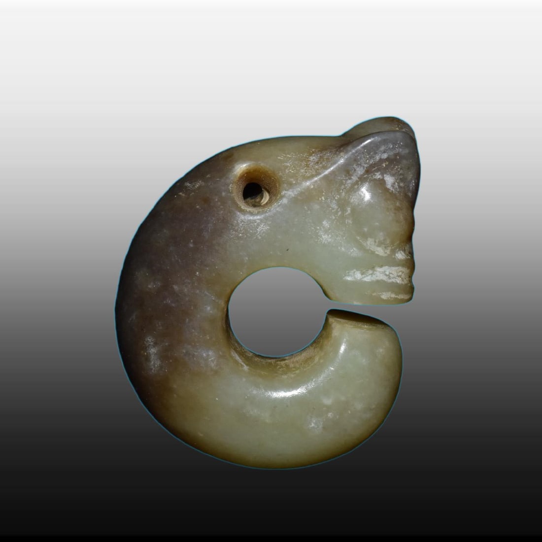 A Exquisite River Polished Jade Pig Dragon: A Exquisite River Polished Jade Pig Dragon,Ancient Time, China,Size:2inx2.8in,Weight:110g 河磨玉猪龙,远古时期