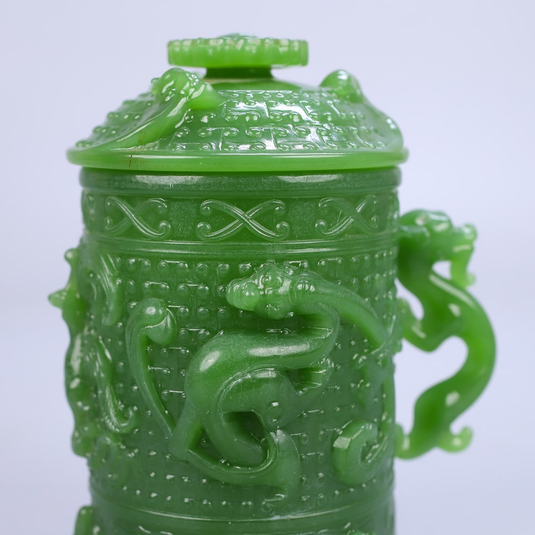 An Exquisite Jasper Dragon Pattern Cup - 9