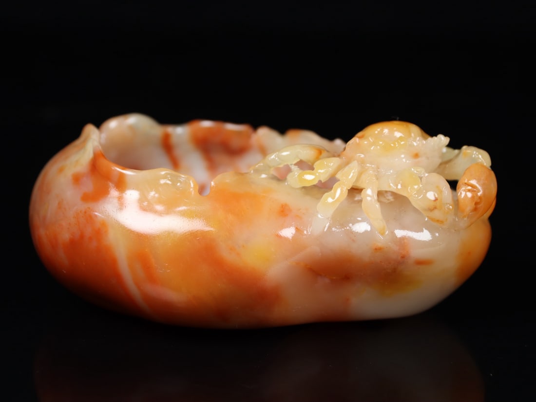 An Exquisite Shoushan Stone Crab Pattern Brush Washer - 3