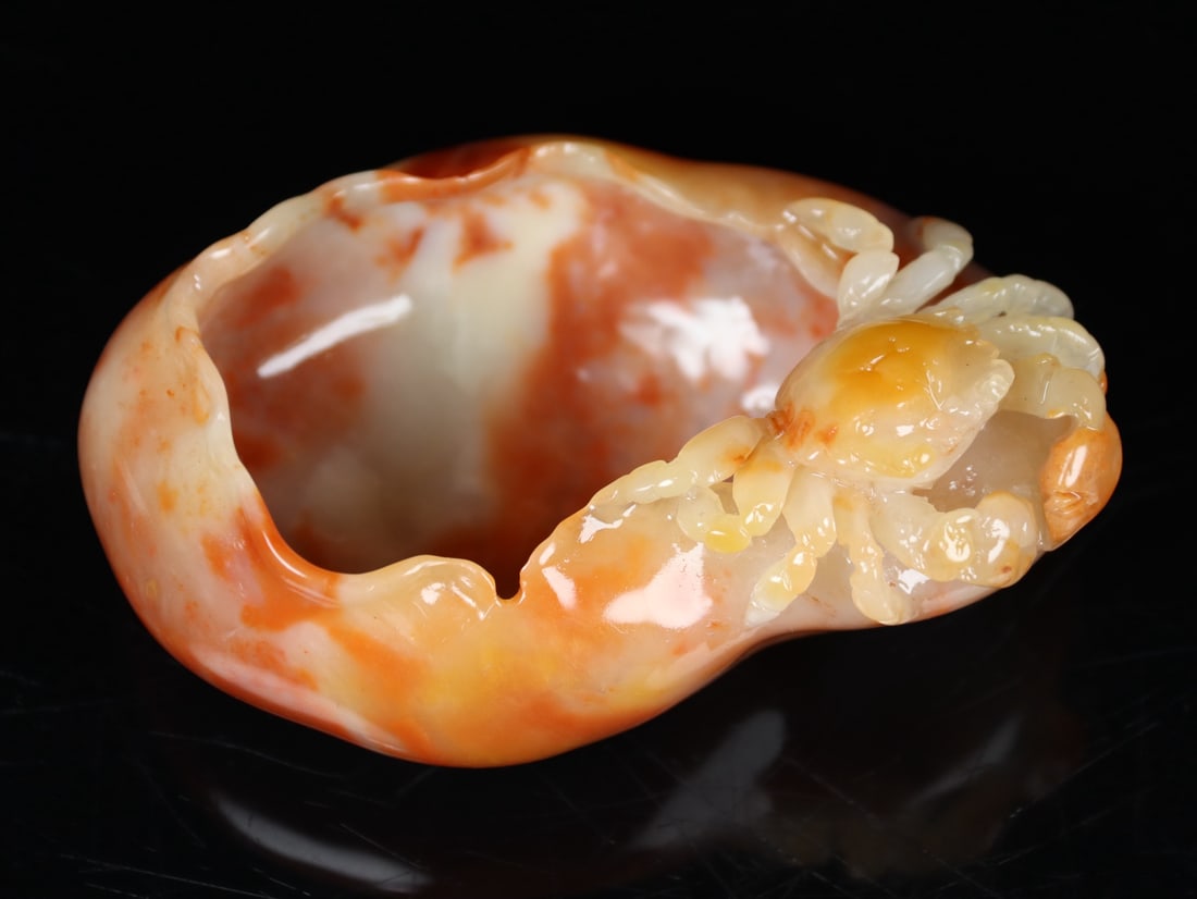 An Exquisite Shoushan Stone Crab Pattern Brush Washer - 9