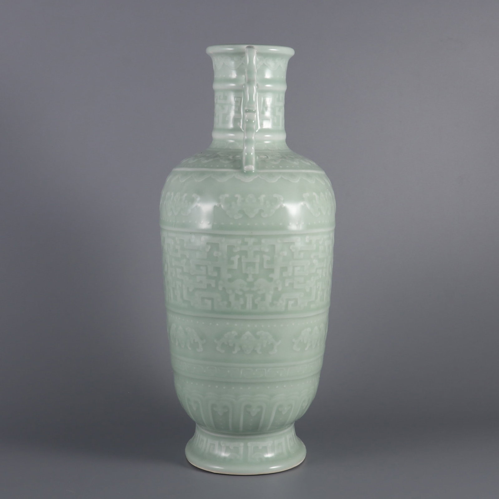 An Exquisite Celadon Glazed Dragon Pattern Double-Ears Vase - 2