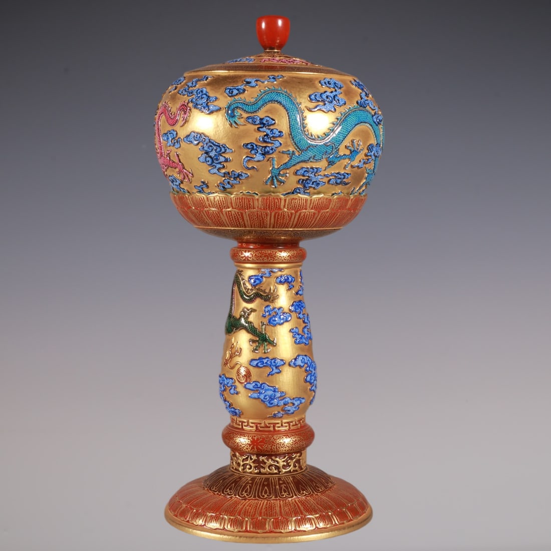 An Exquisite Enamel Dragon Pattern Hatstand - 5