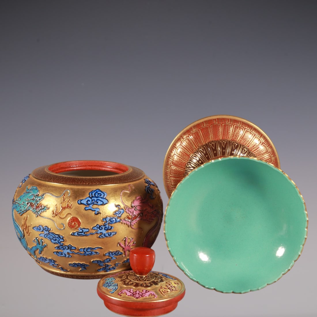 An Exquisite Enamel Dragon Pattern Hatstand - 7