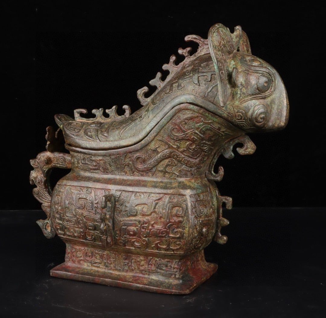 An Exquisite Bronze Beast-Face Pattern Auspicious Beast-Shaped Ewer - 7