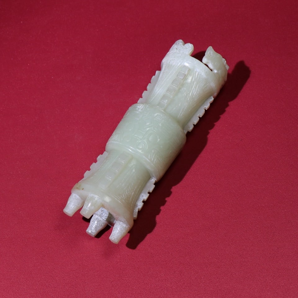 An Exquisite White Jade Beast-Face Pattern Cup - 3