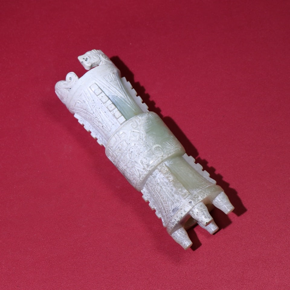 An Exquisite White Jade Beast-Face Pattern Cup - 4