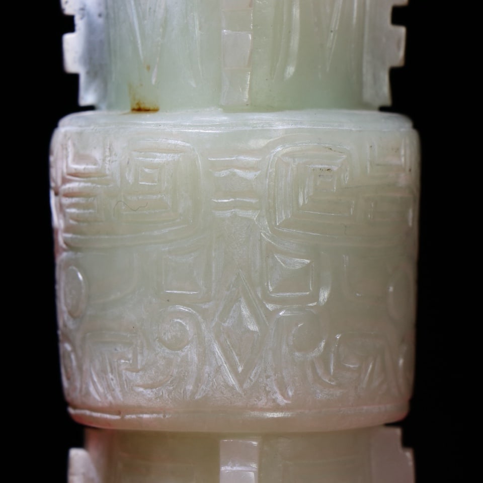 An Exquisite White Jade Beast-Face Pattern Cup - 9