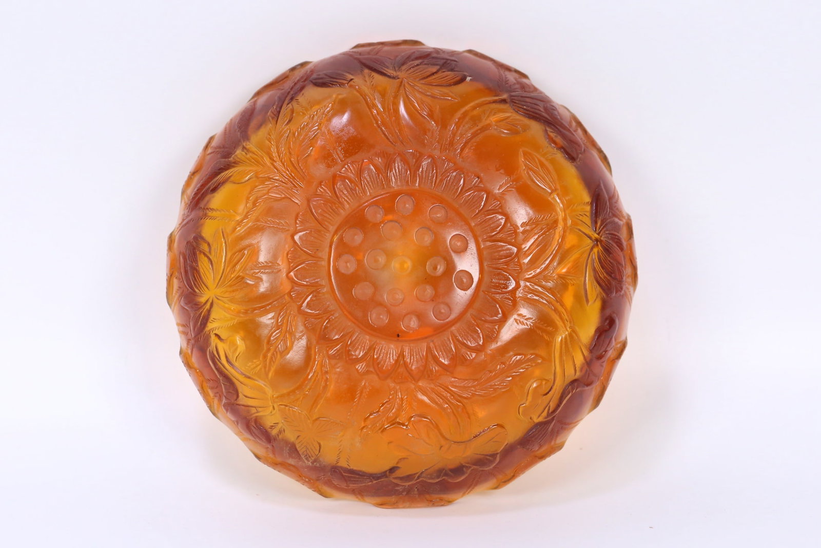An Exquisite Glass Flower Pattern Brush Washer - 3