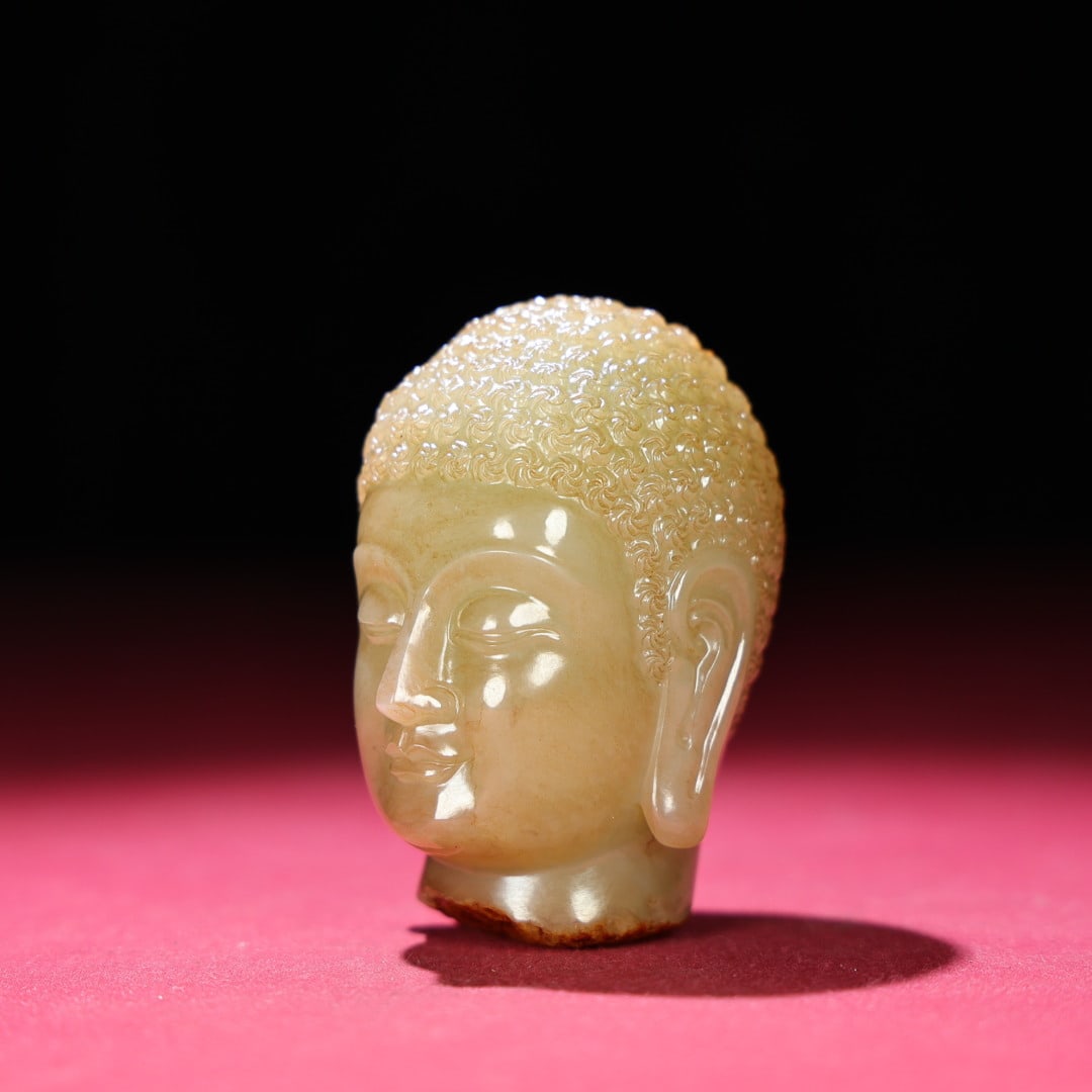 An Exquisite White Jade Buddha head - 2