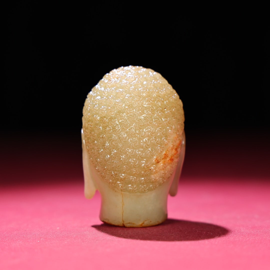 An Exquisite White Jade Buddha head - 5