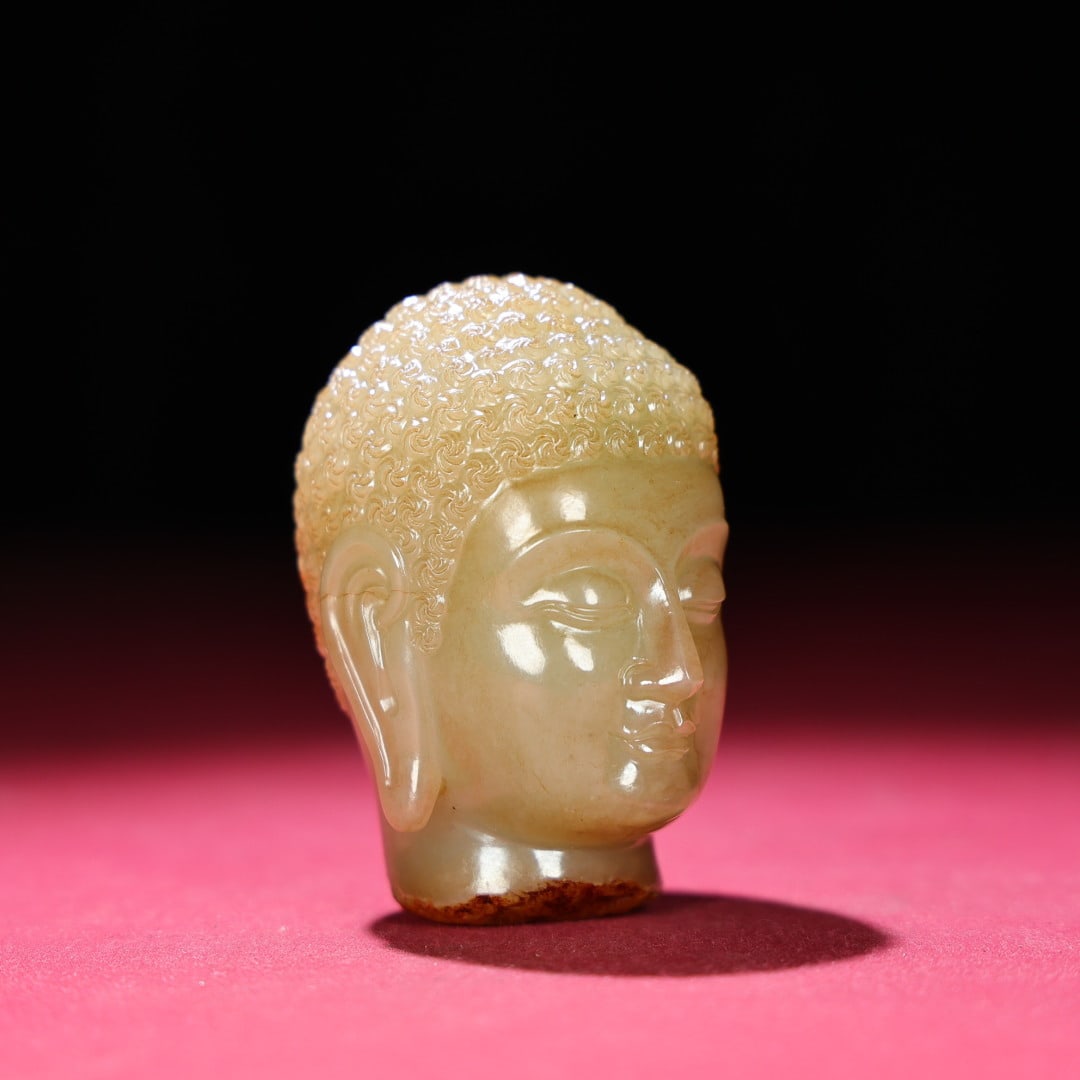 An Exquisite White Jade Buddha head - 7